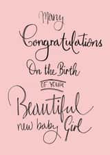 Pink New Baby Girl Card created by Naughty Nice