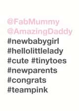 baby pink New Baby Card 3709 created by Bow & Bell