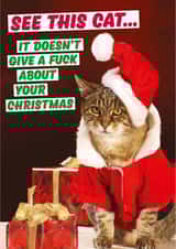 rude cat Christmas Card 2967 created by Dean Morris Cards