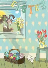 Easter Bunny Easter Card 1201 created by Higgledy Ink Illustration