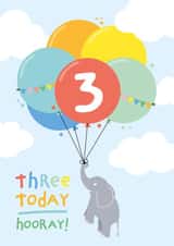 Colourful 3rd Birthday Card for Boy or Girl - Balloons & Elephant created by Macie Dot Doodles