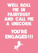 Pink Fairydust Unicorn Engagement Card created by Pottsy Prints