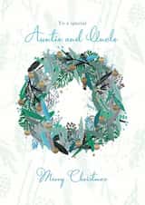 Special Auntie and Uncle - Festive Wreath - Pretty - Classic - Traditional - Auntie - Uncle - Christmas card created by Rebecca Prinn