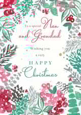 To A Special Nan and Grandad Wishing - You A Very Happy Christmas - Pretty - Festive - Foliage - Berries - Christmas Card created by Rebecca Prinn