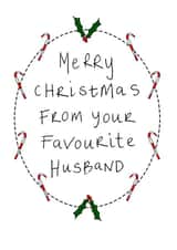 Merry Christmas From Your Favourite Husband - Wife - Modern - Wreath - Digital Wreath - For Her - Christmas Card created by Rachel Storey Illustration