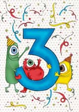 Happy 3rd Birthday Monster, illustrated by Amy Cockcroft created by Ryland Studios
