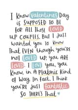 Heartfelt Valentine's Day Card - Platonic Love - I Think You're Just Fantastic created by Abbie Imagine