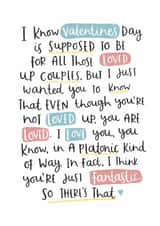 Heartfelt Valentine's Day Card - Platonic Love - I Think You're Just Fantastic created by Abbie Imagine