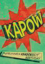 kapow knockout Birthday Card 27960 created by Lizzie O'Grady