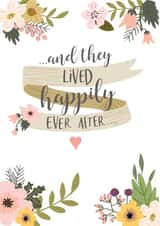 Traditional Wedding Card - Floral Banner - Wedding - And They Lived Happily Ever After created by Claire Lefevre