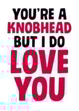 Rude Valentine's Day Card - You're A Knobhead But I Do Love You created by Dean Morris Cards