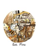 Funny Valentines Card - Bee Mine - Bee Pun - Be Mine created by Jelly Armchair
