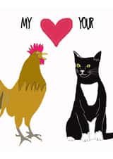 Rude Valentines Day Card - Animals - My Cock Loves Your Pussy created by Go La La!