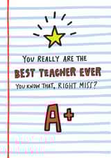 Best Teacher Miss Card created by Angela Chick