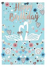 Classic Birthday Card - For Her - Swans created by michael cheung
