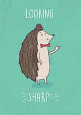 hedgehog pun Congratulations Card 7796 created by Katie Ruby Illustration