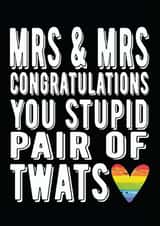 MRS & MRS rainbow wedding card created by Filthy Sentiments