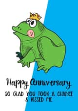 Cute Frog Prince Anniversary Card - So Glad You Took The Chance & Kissed Me created by Afewhometruths