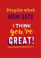 You're Great Father's Day card created by Unknown Ink