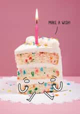 Cute Funny Birthday Card – Illustrated Cake Slice with Candle and Sprinkles created by Unknown Ink