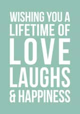 Cute Typography New Home Card - Wishing You A Lifetime Of Love Laughs & Happiness created by Doodlelove