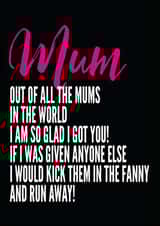 mum mother Mothers Day Card 30444 created by Filthy Sentiments