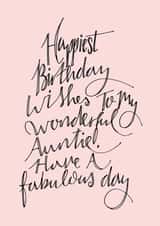 Cute Birthday Card - Auntie - Happiest Birthday Wishes To My Wondering Auntie created by Naughty Nice