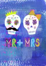 Mr & Mrs - Skull Cartoon wedding card created by Double Thumbs Up!