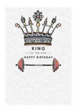 Funny Birthday Card - Gym King - Crown - Weightlifting created by Louise Tiler