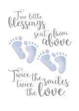 twins boys New Baby Card 8875 created by Duckduckle Design