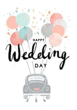 Traditional Wedding Card - Just Married - Balloons - Happy Wedding Day created by Louise Tiler