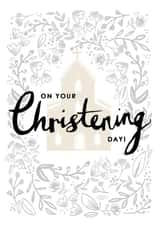 Pretty Christening Card - Church - Botanical - Neutral created by Louise Tiler