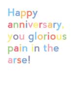 Cheeky Rainbow Typography Anniversary Card - Happy Anniversary You Glorious Pain In The Arse created by JosieOnTheRun