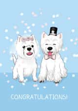 Westie Dog Wedding - cute congratulations card created by Tessa Cheung