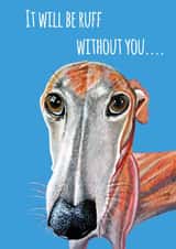 Cute Greyhound Dog Missing You Card for colleague or friend created by sarahcoxartwork