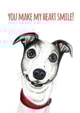 Valentine's Smiling Greyhound Dog Card created by sarahcoxartwork