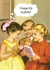 Funny Vintage Birthday Card - Wishful Thinking - I Hope Its A Pony created by © Ladybird Books Ltd 2025