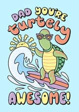 Turtley Awesome Dad Animal Pun Card created by Katie Ruby Illustration
