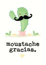 Cute Cactus Pun Thank You Card - Cactus - Moustache - Moustache Gracias created by Mrs Best Paper Co.