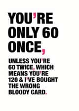 60 age Birthday Card 9428 created by Wordplay Design