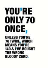 70 70th Birthday Card 9433 created by Wordplay Design