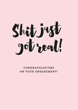 Rude Engagement card - pink and black 1000 created by Percy & Pearl