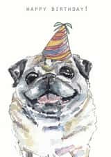 Pug dog Birthday Card 9203 created by Harriet Lowther