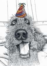 wolfhound dog Birthday Card 9204 created by Harriet Lowther