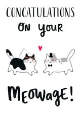 Cute Cat Pun Anniversary Card - Marriage - Congratulations On Your Meowage! created by Miümi Cat
