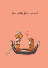 Cute Valentines Day Card / Anniversary Card - Dachshund Pun - You Really Float My Boat created by Cardinky