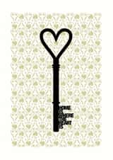 Silhouette key with heart - new home card - Home is where the heart is created by Wordplay Design