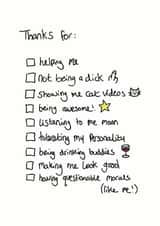 Tick box thank you card created by Lynsey Luu