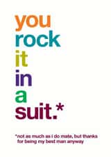 You rock it in a suit - Funny best man thank you card - wedding created by Wordplay Design