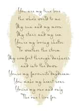 Heartfelt Poem Anniversary Card / Valentines Day Card - Heart - Poem - You Are My True Love created by Giddy Kipper